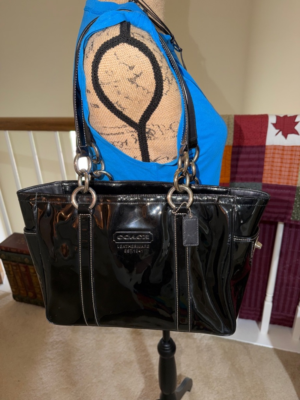 Coach vintage patent leather gallery tote